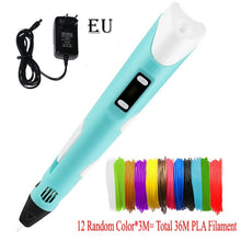 Load image into Gallery viewer, Dikale 3D Printing Pen 12V 3D Pen Pencil 3D Drawing Pen Stift PLA Filament For Kid Child Education Hobbies Toys Birthday Gifts