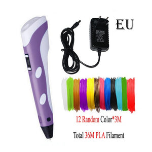 Dikale 3D Printing Pen 12V 3D Pen Pencil 3D Drawing Pen Stift PLA Filament For Kid Child Education Hobbies Toys Birthday Gifts