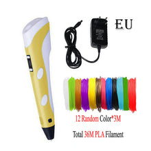 Load image into Gallery viewer, Dikale 3D Printing Pen 12V 3D Pen Pencil 3D Drawing Pen Stift PLA Filament For Kid Child Education Hobbies Toys Birthday Gifts