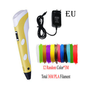 Dikale 3D Printing Pen 12V 3D Pen Pencil 3D Drawing Pen Stift PLA Filament For Kid Child Education Hobbies Toys Birthday Gifts