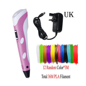 Dikale 3D Printing Pen 12V 3D Pen Pencil 3D Drawing Pen Stift PLA Filament For Kid Child Education Hobbies Toys Birthday Gifts